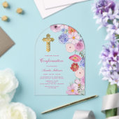 Invitations En Acrylique Confirmation de l'arc Fleur sauvage d'aquarelle (Insitu (Mariage))