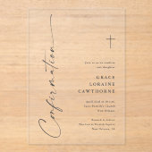 Invitations En Acrylique Confirmation de script élégant moderne (Recto)