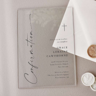 Invitations En Acrylique Confirmation de style élégant moderne
