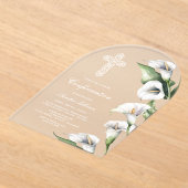 Invitations En Acrylique Confirmation délicate avec arches de lys calla (Poser)