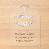 Invitations En Acrylique confirmation du cadre floral (Recto)