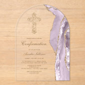 Invitations En Acrylique Confirmation Dusty Lilac Agate (Recto)