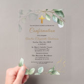 Invitations En Acrylique Confirmation Eucalyptus Verdure Fille d'Or (In situ (ordinateur de poche))
