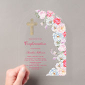 Invitations En Acrylique Confirmation Fleurs à l'aquarelle Arche (In situ (ordinateur de poche))