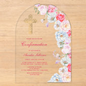 Invitations En Acrylique Confirmation Fleurs à l'aquarelle Arche (Recto)