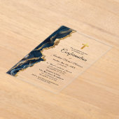 Invitations En Acrylique Confirmation Gold de l'Agate bleu (Poser)