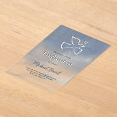 Invitations En Acrylique Confirmation gris marbre bleu (Poser)