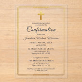 Invitations En Acrylique Confirmation Marine Blue Gold Minimalist Boy (Recto)