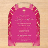 Invitations En Acrylique Confirmation Moderne en Agate Or Rose Chaud (Recto)