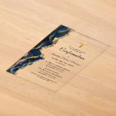 Invitations En Acrylique Confirmation Or en Agate Bleue (Poser)