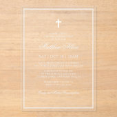 Invitations En Acrylique Confirmation Pour Lui | Croix classique élégante (Recto)