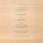 Invitations En Acrylique Connie Moderne Mariage élégant (Recto)