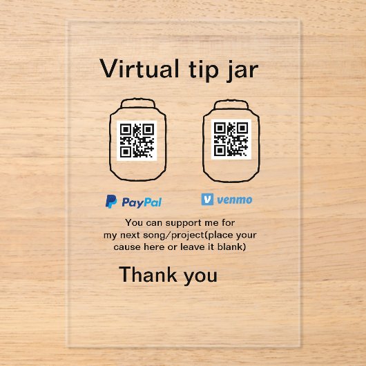 Invitations En Acrylique Conseil virtuel jar q r code argent don PayPal ven (Recto)