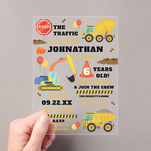 Invitations En Acrylique Construction 6e anniversaire (In situ (ordinateur de poche))