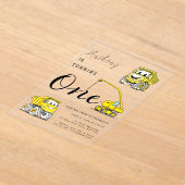 Invitations En Acrylique Construction Véhicules amusants garçons 1er annive (Poser)