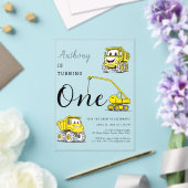 Invitations En Acrylique Construction Véhicules amusants garçons 1er annive (Insitu (Mariage))