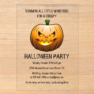 Invitations En Acrylique Convoquer tous pour une fête d'Halloween