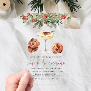 Invitations En Acrylique Cookies aquarelles et cocktails Soirée de fêtes