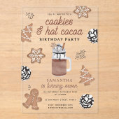Invitations En Acrylique Cookies & Hot Cocoa Chocolate Kids Winter Birthday (Recto)