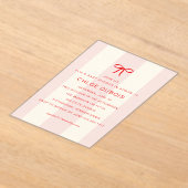 Invitations En Acrylique  Coquette Bow Blush Pink Striped Baby Shower  (Poser)