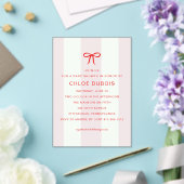 Invitations En Acrylique  Coquette Bow Blush Pink Striped Baby Shower  (Insitu (Mariage))