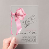 Invitations En Acrylique Coquette Bow rose Élégante Fête des mariées (In situ (ordinateur de poche))