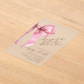 Invitations En Acrylique Coquette Bow rose Élégante Fête des mariées (Poser)