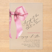 Invitations En Acrylique Coquette Bow rose Élégante Fête des mariées (Recto)