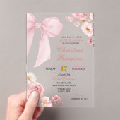 Invitations En Acrylique Coquette Bow rose florale Quinceanera (In situ (ordinateur de poche))