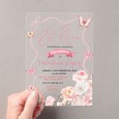 Invitations En Acrylique Coquette Bow Rose Papillon Es Niña (In situ (ordinateur de poche))