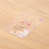 Invitations En Acrylique Coquette Bow Rose Papillon Es Niña (Poser)