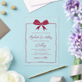 Invitations En Acrylique Coquette Bow rouge dessinée à la main Mariage chic (Insitu (Mariage))