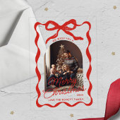 Invitations En Acrylique Coquette Curvy Ribbon & Bow Retro Christmas Photo