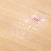 Invitations En Acrylique Coquette Pink Bow Baby shower Girl (Poser)