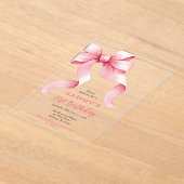 Invitations En Acrylique Coquette Rose Cute Bow fête d'anniversaire (Poser)
