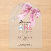 Invitations En Acrylique Coquette rose étincelle 1ère (Recto)