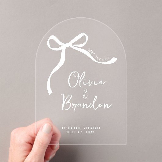 Invitations En Acrylique Coquette whimsical main dessiné arc enregistrer la (In situ (ordinateur de poche))