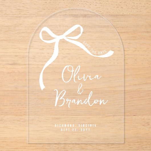 Invitations En Acrylique Coquette whimsical main dessiné arc enregistrer la (Recto)