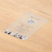 Invitations En Acrylique Coquette White Bow Baby shower botanique d'hiver (Poser)
