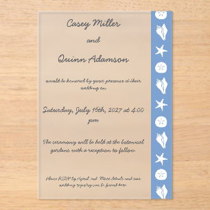 Invitations En Acrylique Coquillages d'été en carton acrylique mariage Perv
