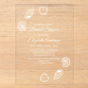 Invitations En Acrylique Coquillages et cloches de mariage Baby Shower