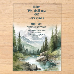Invitations En Acrylique Cortège de mariage en montagne