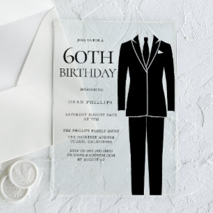 Invitations En Acrylique Costume noir et cravate pour hommes pour fête d'an