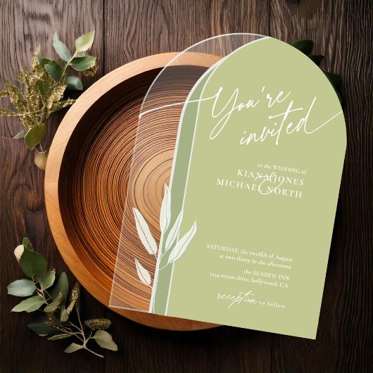 Invitations En Acrylique Couleurs Eucalyptus Mariage Vert ID901