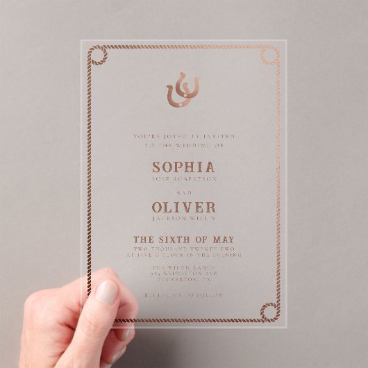 Invitations En Acrylique Country Western Mariage moderne (In situ (ordinateur de poche))