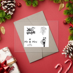 Invitations En Acrylique Couple de mariés minimaliste illustration Monsieur
