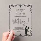 Invitations En Acrylique Couple romantique Noir et blanc Mariage Delicé (In situ (ordinateur de poche))