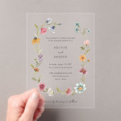 Invitations En Acrylique Courbe Fleur sauvage Boho | Mariage (In situ (ordinateur de poche))