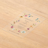 Invitations En Acrylique Courbe Fleur sauvage Boho | Mariage (Poser)