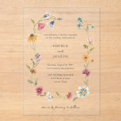 Invitations En Acrylique Courbe Fleur sauvage Boho | Mariage (Recto)